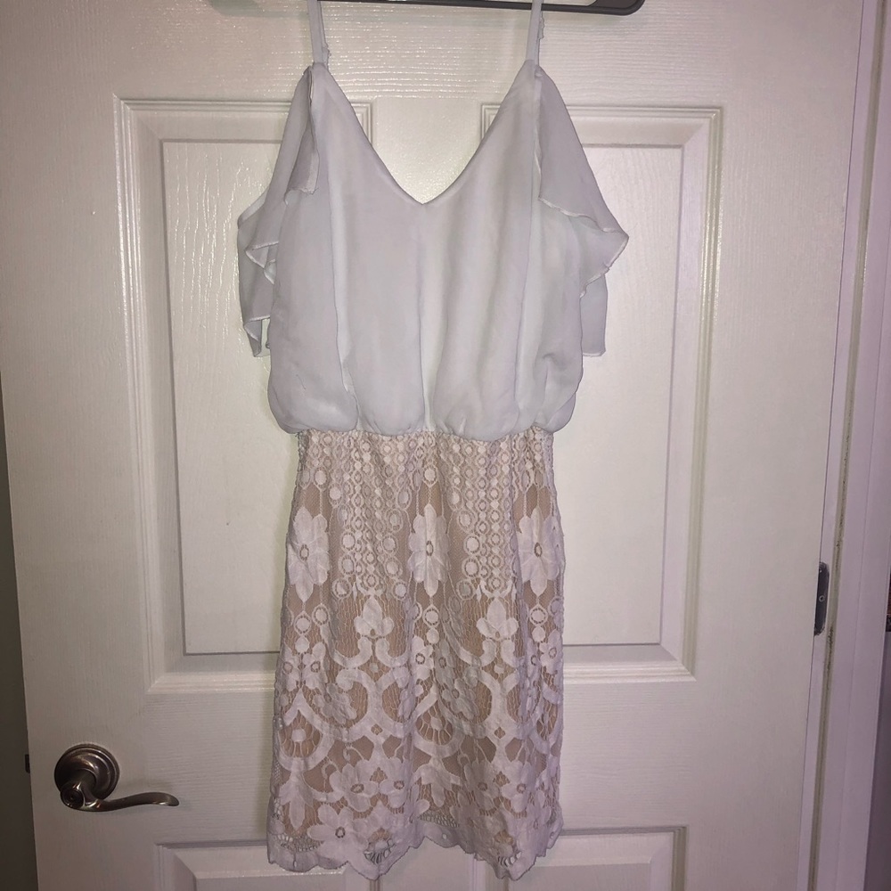 Francesca’s white and cream dress